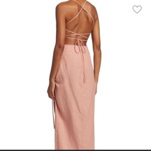 Rumer LouLou Linen Ruched Maxi dress L